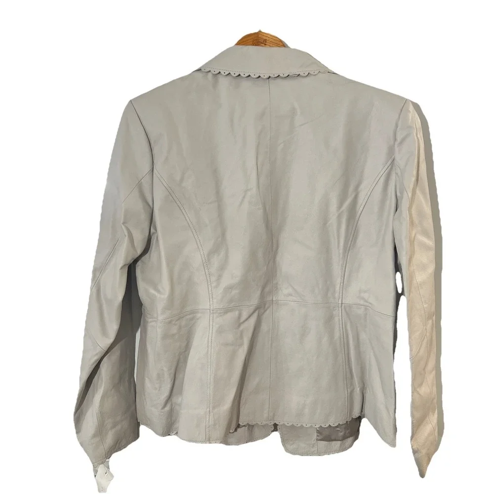NEW IVORY‎ WHITE LAMB LEATHER JACKET WOMEN WOMAN SIZE XL Terry Lewis